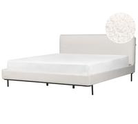 Lit Double Moderne avec Tête de Lit et Sommier Lattes 180 x 200 cm en Tissu Bouc