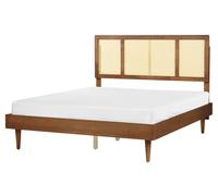 Lit Double Moderne Bois Hévéa 160 x 200 cm Bois Clair Auray