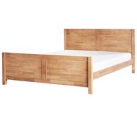 Lit Double Moderne en Bois d'Hévéa 180 x 200 cm avec Sommier à Lattes Bois