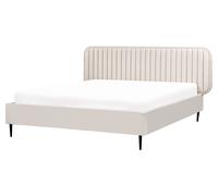 Lit Double Moderne en Velours 160 x 200 cm Rembourré Cadre Pieds en Métal Beige