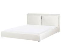 Lit Double Moderne en Velours 180 x 200 cm Tête de Lit Rembourrée Blanc Cassé Bajonna