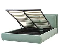 Lit Double Moderne en Velours Vert 160 x 200 cm avec Rangement sous Sommier Bayonna