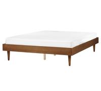 Lit Double Moderne Minimaliste Bois Hévéa 160 x 200 cm Sans Cadre de Lit Bois Cl