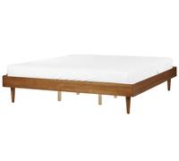 Lit Double Moderne Minimaliste Bois Hévéa 180 x 200 cm Sans Cadre de Lit Bois Cl