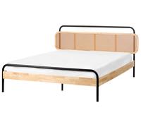 Lit Double Moderne Rustique Tresse Viennoise 160 x 200 cm avec Tête de Lit Marro