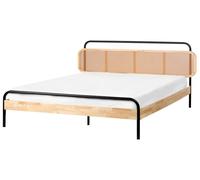 Lit Double Moderne Rustique Tresse Viennoise 180 x 200 cm avec Tête de Lit Marro