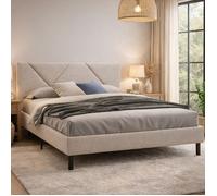 Lit double Morpheus Dmora, en tissu beige