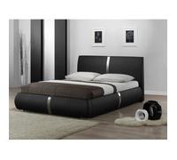 Lit double noir 160 x 200 tête de lit, pieds, sommier intégrés - EDEN