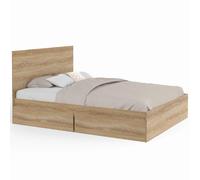 Lit double OMAHA 4 tiroirs sur roulettes avec tête de lit et sommier 140 x 190 c