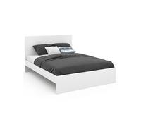 IDMarket Lit double Omaha avec tête de lit et sommier 140 x 190 cm Blanc