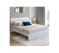IDMarket - Lit double Omaha avec tête de lit et sommier 160 x 200 cm Blanc