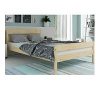 Lit double ORBIS 160x200 Bois Naturel, avec Sommier à Lattes en Bois - Assemblage Facile Interbeds