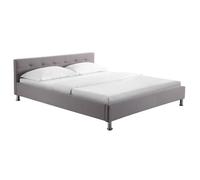 IDIMEX Lit Double pour Adulte Nizza Couchage Queen Size 160 x 200 cm 2 Places / 2 Personnes, avec sommier et Pieds en métal chromé, revêtement en Tissu capitonné Gris