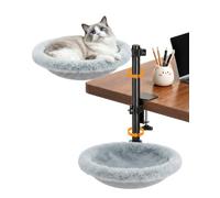 Lit double pour chat - Réglable en hauteur - Rotation à 360° - Hamac à double étage avec 2 housses - Maille et fourrure synthétique - Cadre en acier stable jusqu'à 30 kg - Bureau à domicile