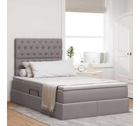 Lit Double Rangement Hydraulique Taupe 120x200 cm, Cadre Plateforme avec Tête de Lit, Matelas Inclus, Faux Cuir Polyester, Solution Gain de Place pour Chambre Moderne