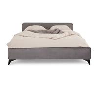 IDIMEX Lit Double Ravello 140x190 cm, Revêtement en Tissu, Lit Style Moderne pour 2 Personnes, Cadre de lit en Bois avec sommier Inclus, Gris