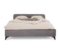 Lit Double Ravello 140x190 cm, Revêtement en Tissu, Lit Style Moderne pour 2 Personnes, Cadre de lit en Bois avec sommier Inclus, Gris