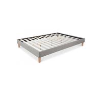 Lit double rembourre 140 x 200 cm gris
