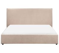 Lit Double Rembourré 160 x 200 cm en Bouclé Taupe Lavaur