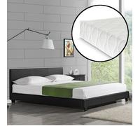 Lit Double Rembourré Albacete Similicuir avec Matelas 180 x 200 cm Noir Corium
