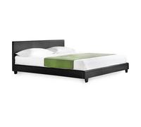Lit Double Rembourré Albacete Sommier à Lattes Similicuir 140 x 200 cm Noir Corium