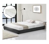 Lit Double Rembourré avec Similicuir avec Matelas Noir 180 x 200 cm Corium