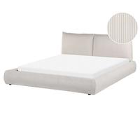 Lit Double Rembourré Design Contemporain 160 x 200 cm en Velours Côtelé Beige Vi