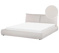 Lit Double Rembourré Design Contemporain 180 x 200 cm en Velours Côtelé Beige Vi