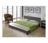 Lit Double Rembourré Design Sommier à Lattes Polyester 140 x 200 cm Gris Foncé Corium