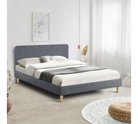 IDMarket - Lit double scandinave Balta - 140 x 190 cm avec tête de lit et sommier - Gris anthracite
