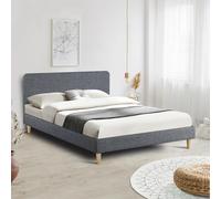 IDMarket - Lit Double scandinave Balta avec tête de lit et sommier 160 x 200 cm Tissu Gris Anthracite
