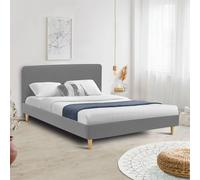 Lit Double Scandinave Balta 160 X 200 Cm Tissu Gris Clair