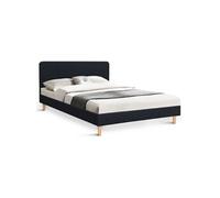 IDMARKET Lit double scandinave BALTA avec tête de lit et sommier 140 x 190 cm tissu noir