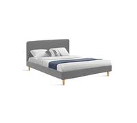 Lit Double Scandinave Balta 160 X 200 Cm Tissu Gris Clair Gris
