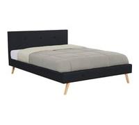 IDMarket - Lit Double scandinave Oslo avec tête de lit et sommier 140 x 190 cm Tissu Noir
