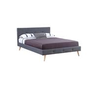 IDMarket - Lit double scandinave Oslo avec tête de lit et sommier 160 x 200 cm tissu gris anthracite