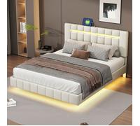 Lit double - TANANT - Lit LED - 160x200 cm - LED 16 couleurs - Sommier à lattes