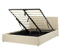Lit Double Tapissé avec Coffre de Rangement 140 x 200 cm en Tissu Beige Dreux