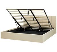 Lit Double Tapissé avec Coffre de Rangement 180 x 200 cm en Tissu Beige Dreux