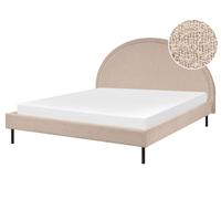 Lit Double Tissu Bou eige 160 x 200 cm à Tête de Lit Ronde Glamour Margut