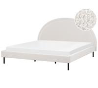 Lit Double Tissu Bou lanc 180 x 200 cm à Tête de Lit Ronde Glamour Margut