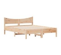Lit Double vidaXL, Cadre de Lit en Bois de Pin Massif, 120 x 190 cm, Meuble Chambre à Coucher, Moderne, Naturel, Brute, Sommier à Lattes, Sans Matelas Inclus