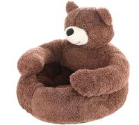 Lit Doudou Ourson pour Chien et Chat, Panier Chien Moelleux avec Fond Anti-Dérapant, Niche Confortable et Lavable pour Petit Chiens Chat d'Intérieur Coussin(Coffee,M(18in/46cm))