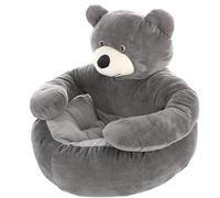 Lit Doudou Ourson pour Chien et Chat, Panier Chien Moelleux avec Fond Anti-Dérapant, Niche Confortable et Lavable pour Petit Chiens Chat d'Intérieur Coussin(Gray,M(18in/46cm))