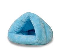 Lit Douillet Bleu pour Animaux de Compagnie pour Chats et Petits Chiens - Sac de Couchage Doux et Chaud avec Coussin Design Tente - Idéal pour l'hiver