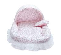 Lit Douillet en Coton pour Chats et Chiens - Amovible et Lavable - Bleu/Rose - Petite Taille