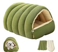Lit Douillet pour Chat Cozy Monster, lit Tente Doux et Chaud avec Coussin Amovible et Lavable, Fond antidérapant, pour Chats, Chatons et Petits Chiens (Vert,S)