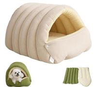 Lit Douillet pour Chat Cozy Monster, lit Tente Doux et Chaud avec Coussin Amovible et Lavable, Fond antidérapant, pour Chats, Chatons et Petits Chiens (Beige,M)