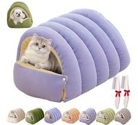 Lit Douillet pour Chat Cozy Monster,Tente IntéRieure Douce avec Coussin Amovible,Maison pour Chat éPaisse Et Chaude en Hiver,pour Chats,Chatons Et Petits Chiens (Violet, L)