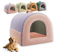 Lit Douillet pour Gros Chiens,Grotte Moelleuse pour Chats et Chiens d'intérieur,Coussin Amovible,Fond antidérapant,Niche pour Animaux Anti-anxiété (A,XL-65x53x50CM)